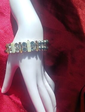 Gold-Tone Crystal & Pearl Stretch Bracelet - Women Jewelry